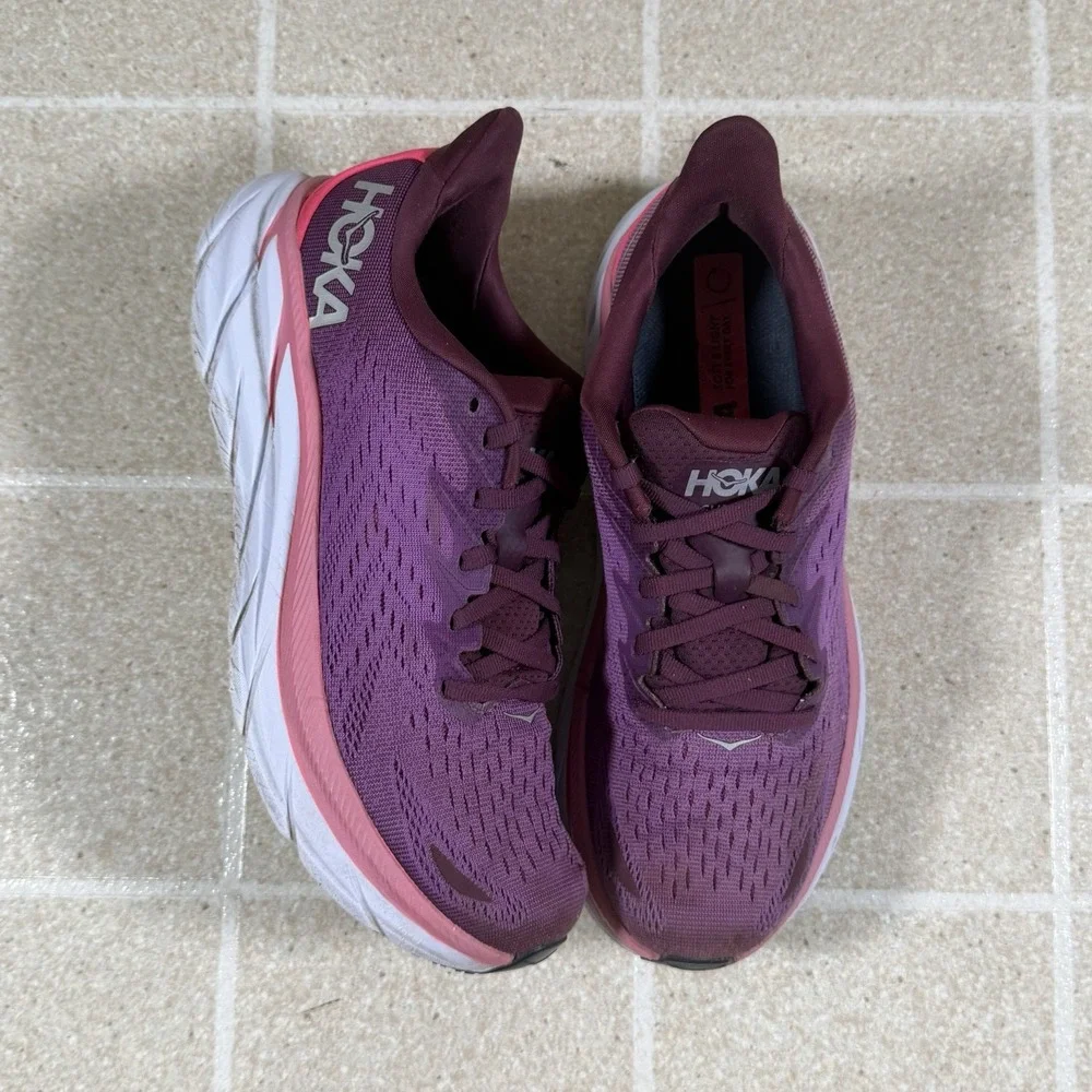 Hoka Clifton 8 Running Sneakers Womens US 8.5B Low Top 1119394 Purple Grape Wine
